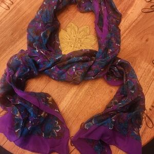 Floral Purple and Blue Scarf